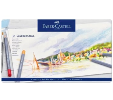 Caixa metal 36 Lápis de cor aguarelável GoldfaberAqua FABER-CASTELL art. 11 46 36