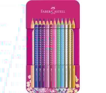 Caixa metal c/ 12 Lápis de cor SPARKLE FABER-CASTELL art. 20 17 37