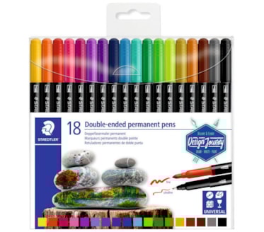 Conj. 18 Marcadores Permanente ponta dupla STAEDTLER art. 3187 TB18