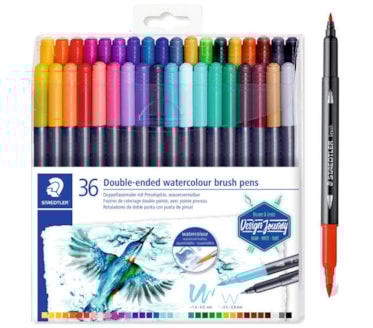 Conj. 36 Marcadores Permanente ponta dupla STAEDTLER art. 3001 TB36