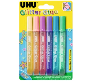 Blister 6 tubos cola glitter UHU art.39110