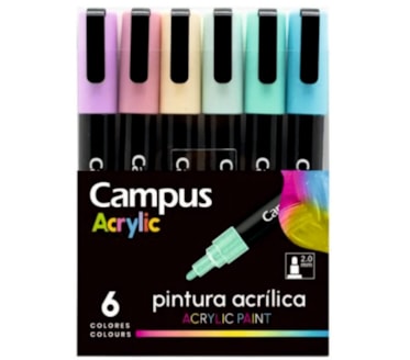 Pack 6 Marcadores acrílica CAMPUS cód. 081270