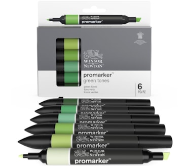 Set 6 Marcadores W&N Promarker Tons Verdes