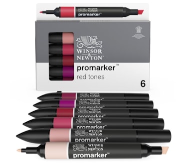 Set 6 Marcadores W&N Promarker Tons Vermelhos