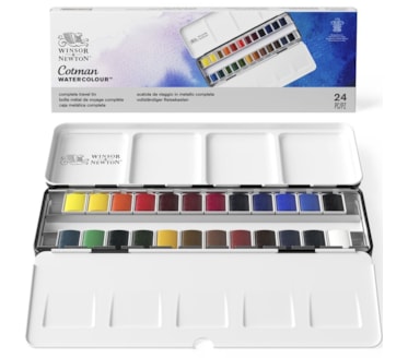 Caixa metal 24 aguarelas W&N Cotman