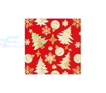 Guardanapos Golden Christmas Trees Red Pack 20uni Ref.SDL 238903