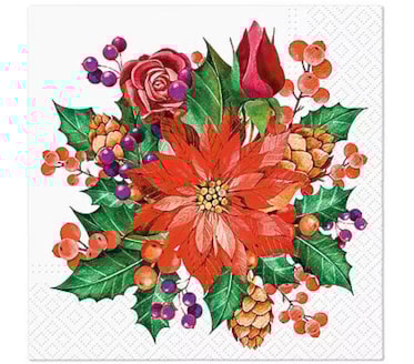 Guardanapos Poinsettia With Cones Pack 20uni Ref.SDL 238700